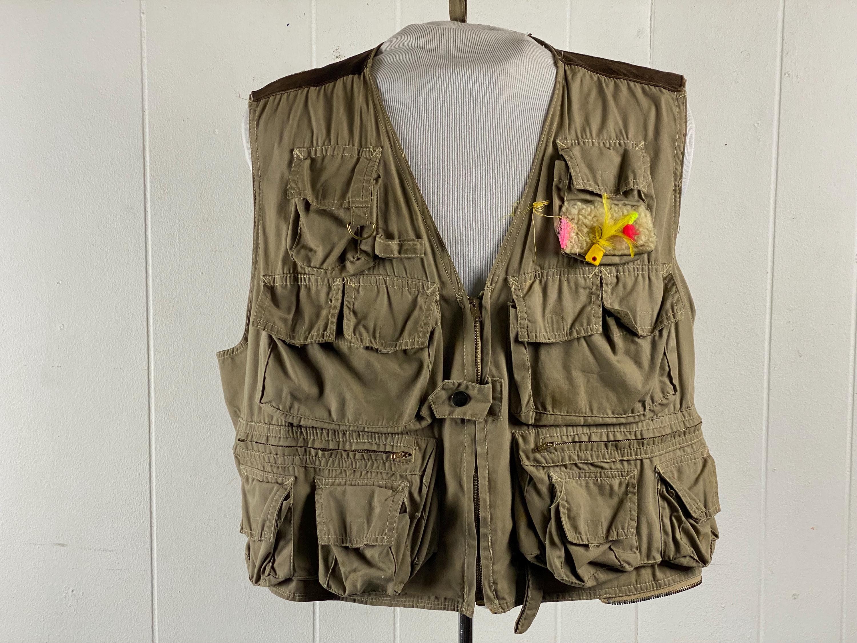 Vintage Vest, Size XL, Fishing Vest, 1960s Vest, L. M.