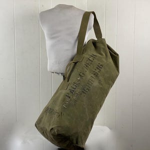 Vintage Duffel Bag, 1940s Bag, US Army Bag, Army Bag, Canvas Bag