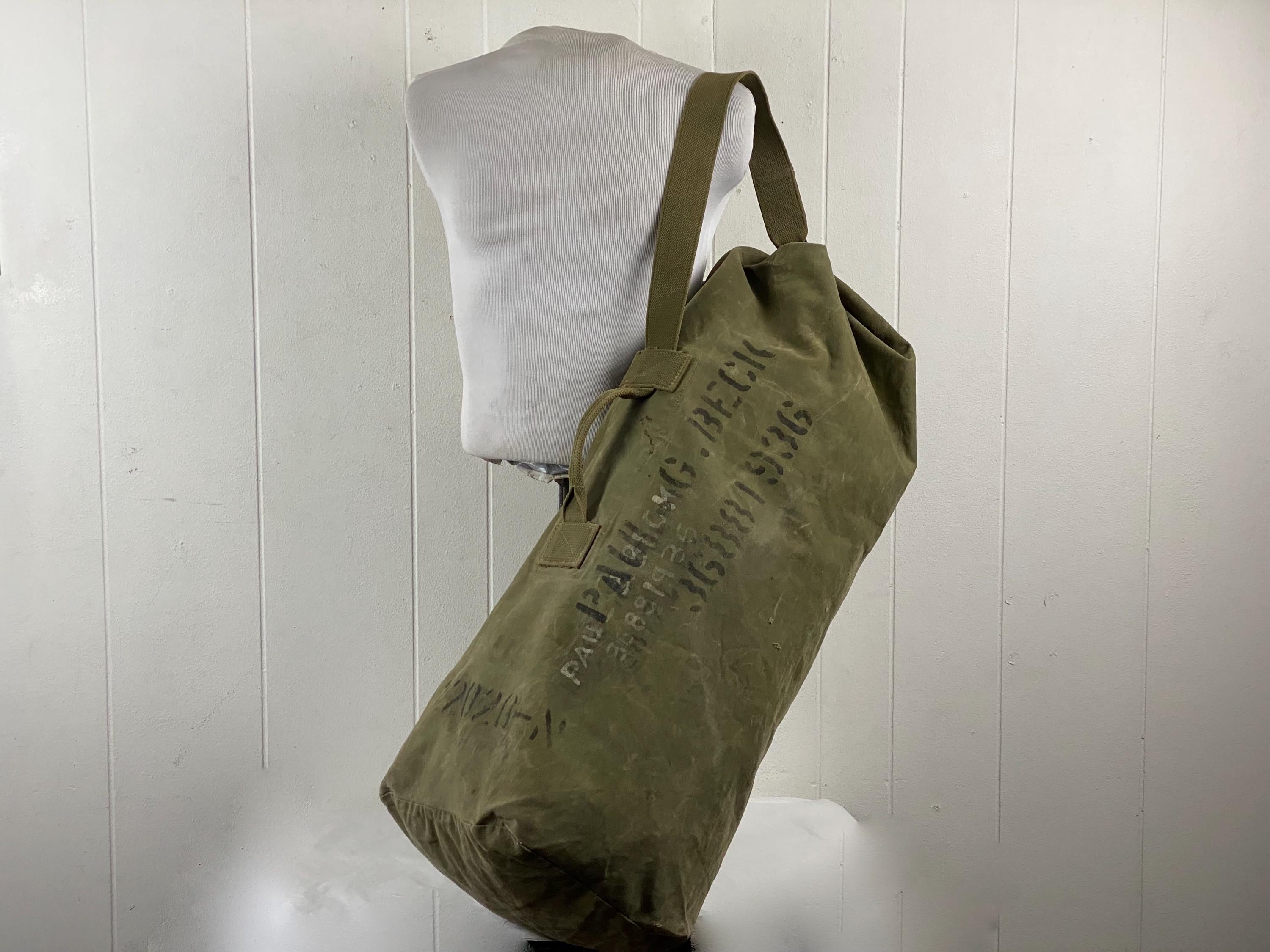 Vintage Duffel Bag, 1940s Bag, US Army Bag, Army Bag, Canvas Bag