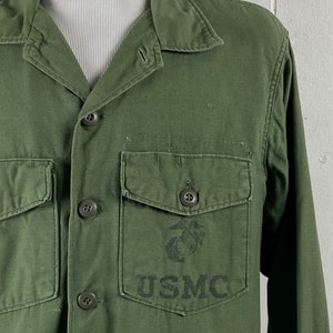 Vintage shirt, size medium, 1950s shirt, USMC shirt, Marines jacket, OG shirt, military shirt, cotton sateen shirt, vintage clothing