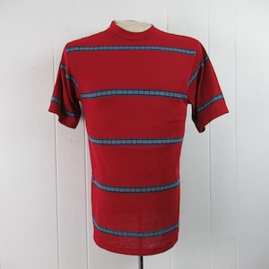 Vintage t shirt, 1960s t shirt, striped t shirt, red t shirt, Sears t shirt, vintage clothing, size medium