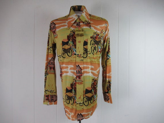 Vintage shirt, disco shirt, 1970s shirt, Martini … - image 1