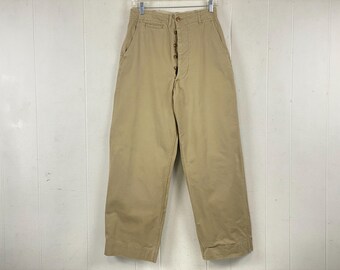 U.S. Army Korea 50s Khaki Chino Pants Button Fly USA Made Trousers