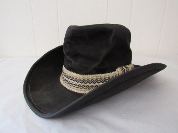 Vintage cowboy hat, Levis hat, distressed hat, bl… - image 1