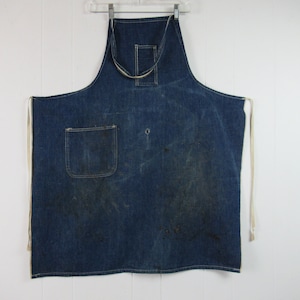 Vintage denim apron, 1940s apron, blue apron, vintage workwear, red line selvedge, vintage denim, 1940s denim, vintage clothing