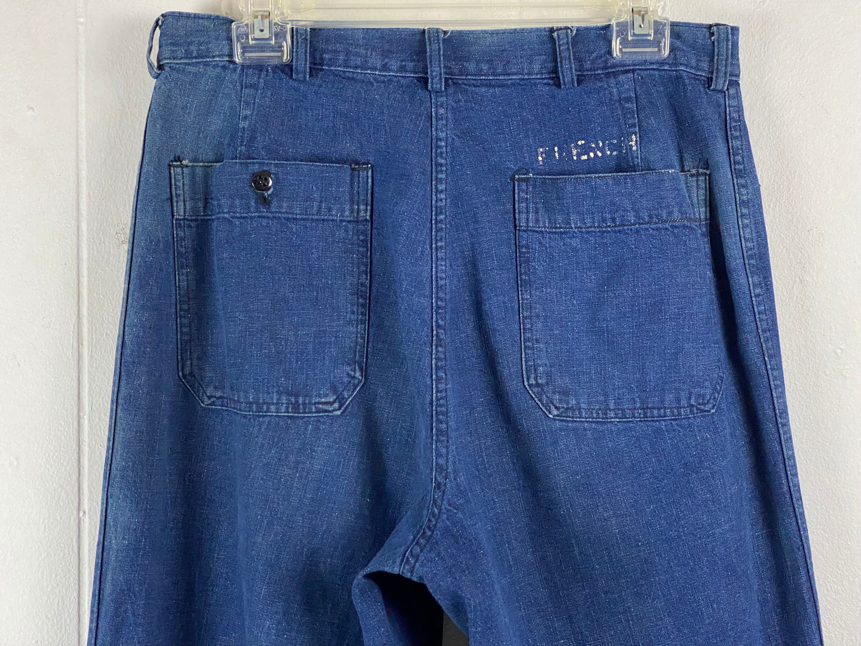 Vintage Denim Pants, U.S. Navy Pants, 1950s Denim Jeans, Denim Sailor's Pants, High Waisted Pants, Button Fly, Vintage Clothing, 32 X 30 - Etsy Vintage Denim Pants, U.S. Navy Pants, 1950s Denim Jeans, Denim Sailor's Pants, High Waisted Pants, Button Fly, Vintage Clothing, 32 X 30 - Etsy
