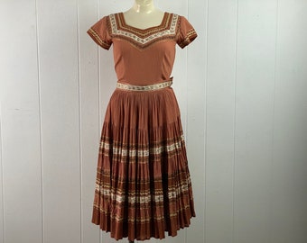 Vintage dress, two piece western skirt and top, Soledad ensemble, square dance outfit, full circle skirt, vintage clothing, size small, NOS
