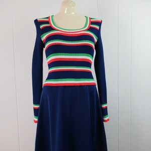Vintage dress, 1960s dress, maxi dress, blue dress, candy stripe dress, Lord & Taylor, vintage clothing, size small