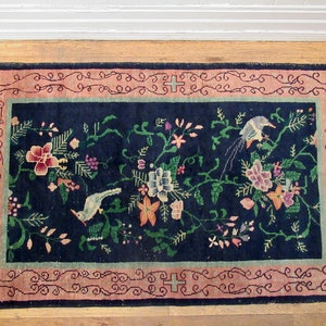 Alfombra vintage, alfombra china, alfombra de 1920s, alfombra Art Deco, alfombra hecha a mano, alfombra de lana, textil chino, tejido, 5&#39; x 3&#39;