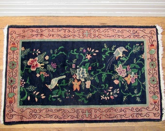 Vintage rug, Chinese rug, 1920s rug, Art Deco rug, hand made rug, wool rug, Chinese textile, weaving, 5' x 3'