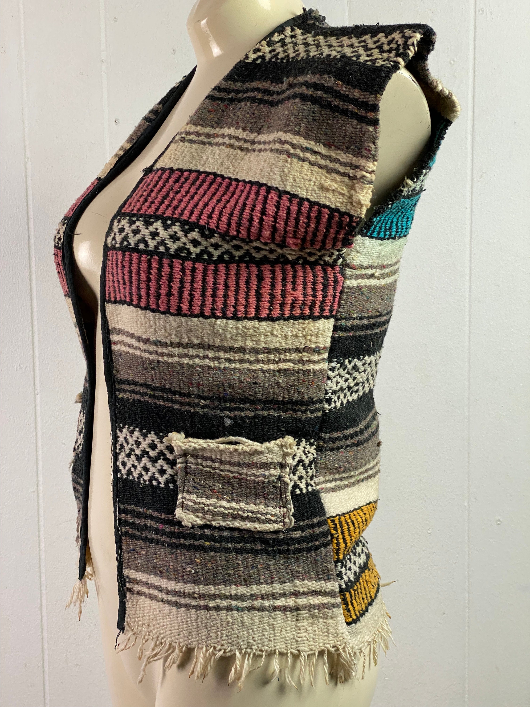 Vintage Vest, 1960s Vest, Hippy Vest, Blanket Vest, Motorcycle Vest, Mexican Vest, Southwestern Vest, Vintage Clothing, Size Small - Etsy Vintage Vest, 1960s Vest, Hippy Vest, Blanket Vest, Motorcycle Vest, Mexican Vest, Southwestern Vest, Vintage Clothing, Size Small - Etsy