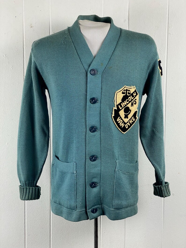 Vintage Sweater, Size Small, 1950s Sweater, School Sweater, Ice Blue