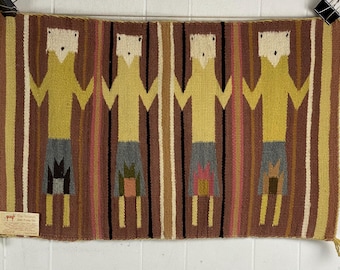 Alfombra vintage, alfombra Yei, alfombra Navajo, alfombra del suroeste, puesto comercial indio Don Woodard, alfombra de la década de 1070, textiles nativos americanos, decoración vintage, NOS