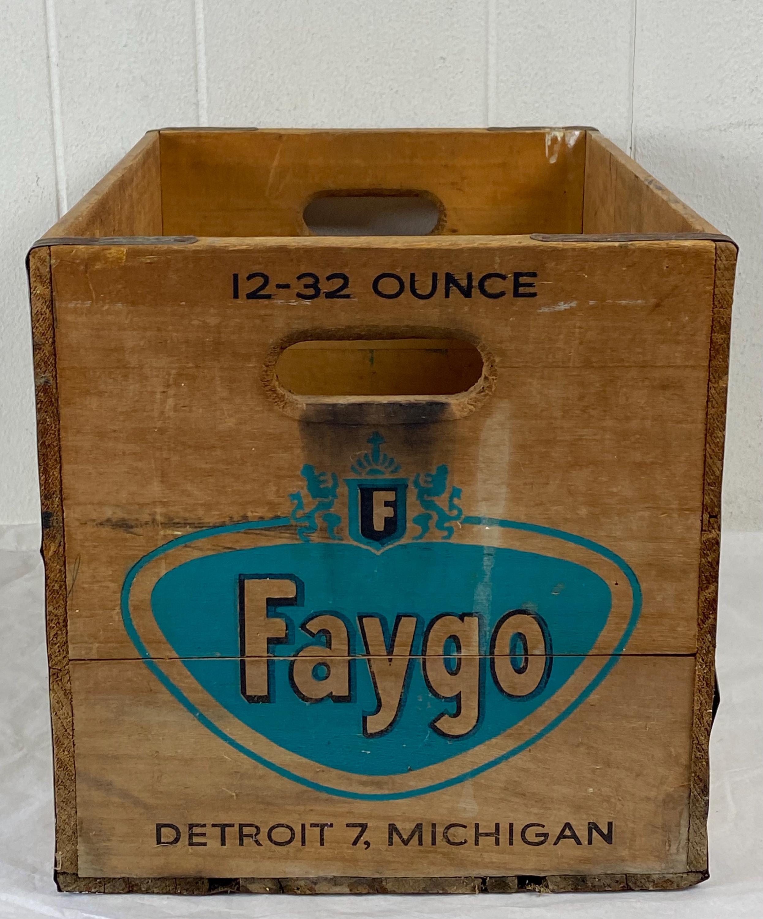 Vintage Faygo, 1950s Faygo Pop, Faygo Crate, Wood Crate, Vintage