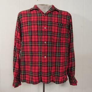 Vintage shirt, 1950s shirt, Rayon shirt, plaid shirt, vintage clothing, Large