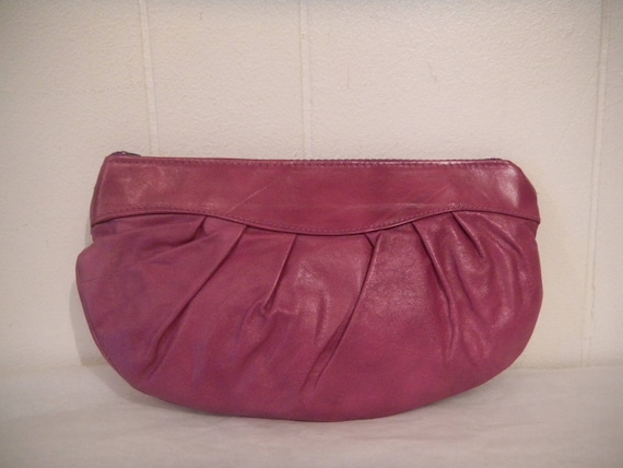 Vintage purse, vintage clutch, purple leather pur… - image 1