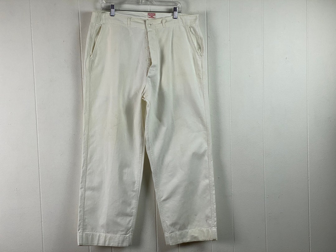 Vintage Pants 1930s Pants Vintage Work Pants White Cotton Etsy
