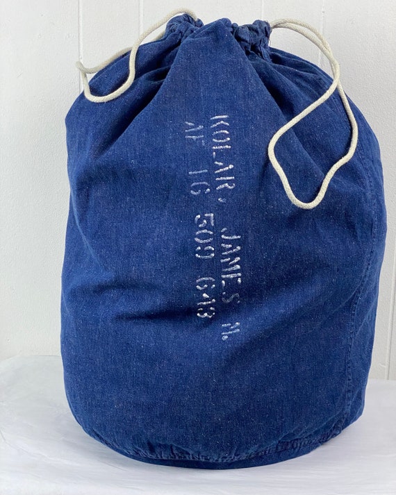 Vintage bag, 1950s denim bag, US Army bag, denim … - image 2