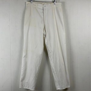 Vintage pants, 36&quot; X 31&quot;, work pants, white cotton pants, 1960s pants, Doctors pants, institutional pant, vintage workwear, vintage clothing