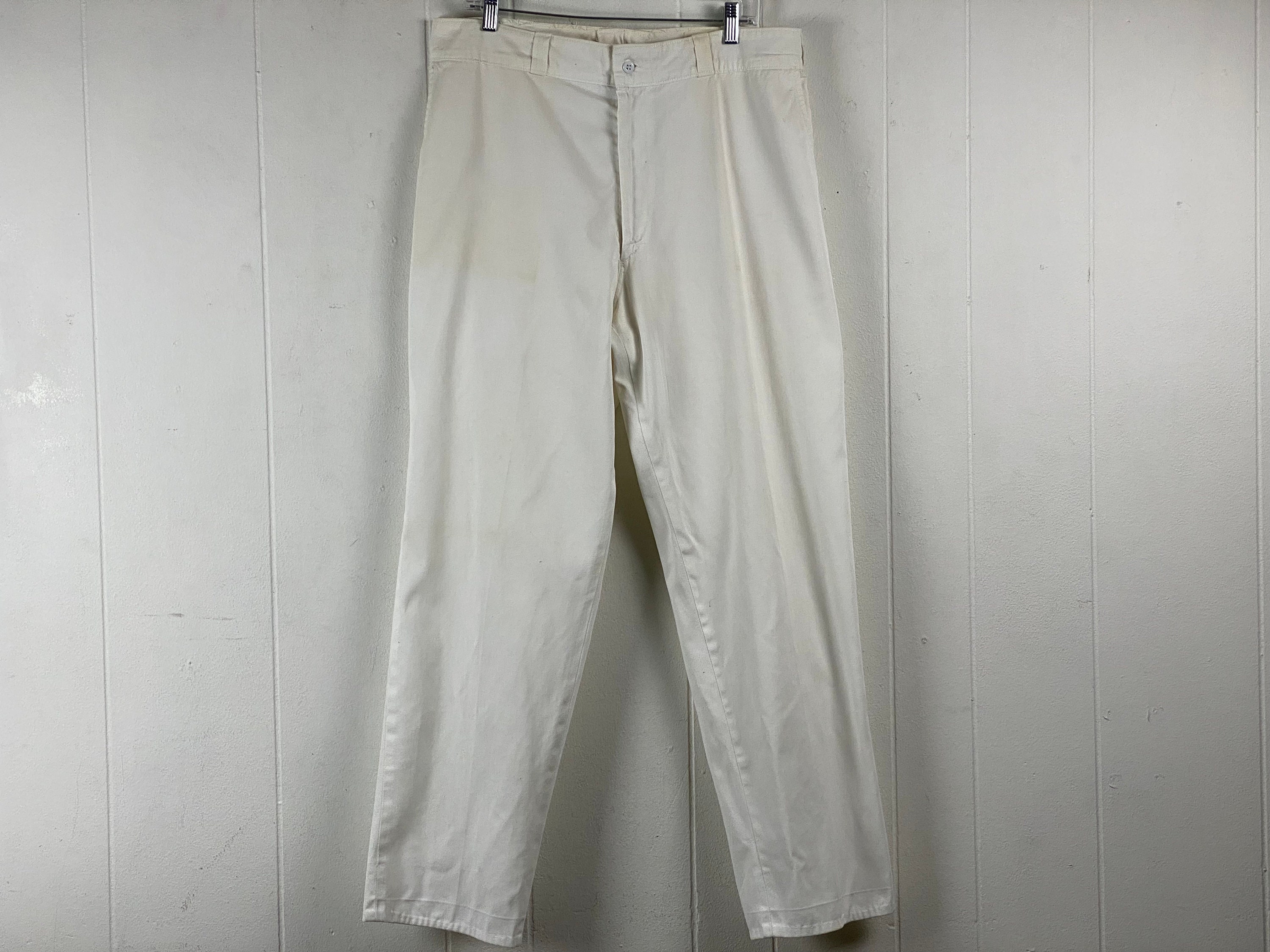 Vintage pants, 36" X 31", work pants, white cotton pants, 1960s pants, Doctors pants, institutional pant, vintage workwear, vintage clothing