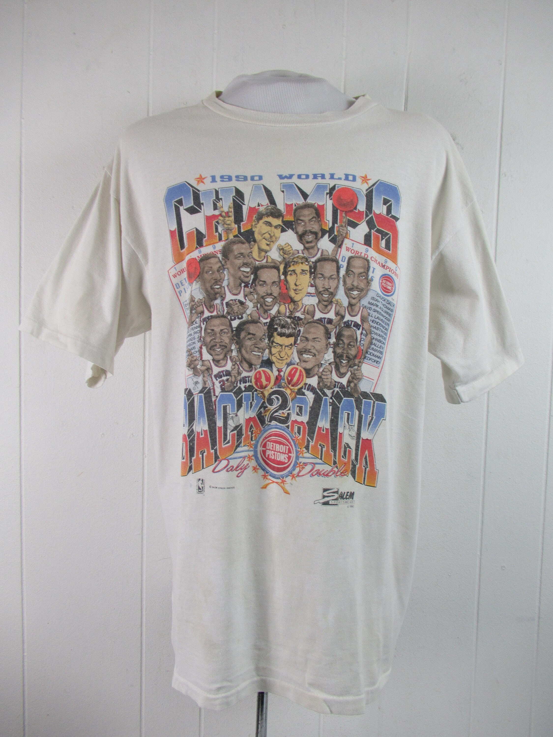StylePlyer Vintage T Shirt, XL, Detroit T Shirt, Pistons T Shirt, World Champions, Basketball T Shirt, Detroit Pistons, Back 2 Back, Vintage Clothing