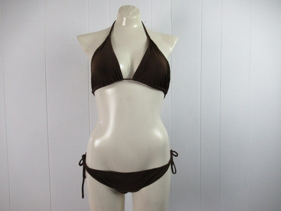 Vintage swimsuit, 1970s bikini, spaghetti strap bi