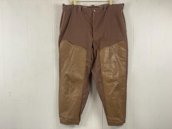 Vintage pants, 40" X 28", hunting pants, 1960s pants, leather pants, work pants, 10X pants, distressed pants, vintage clothing