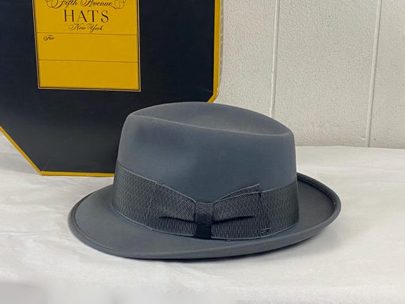 Vintage Hat, Size 7 3/8, DOBBS Rainbow Fedora, 1950s Hat With Box