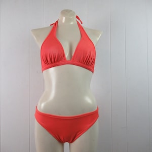 Vintage bikini, 1980s swimsuit, coral pink bikini, 2 piece bathing suit, Cole bathing suit, vintage swimwear, vintage clothing, size small