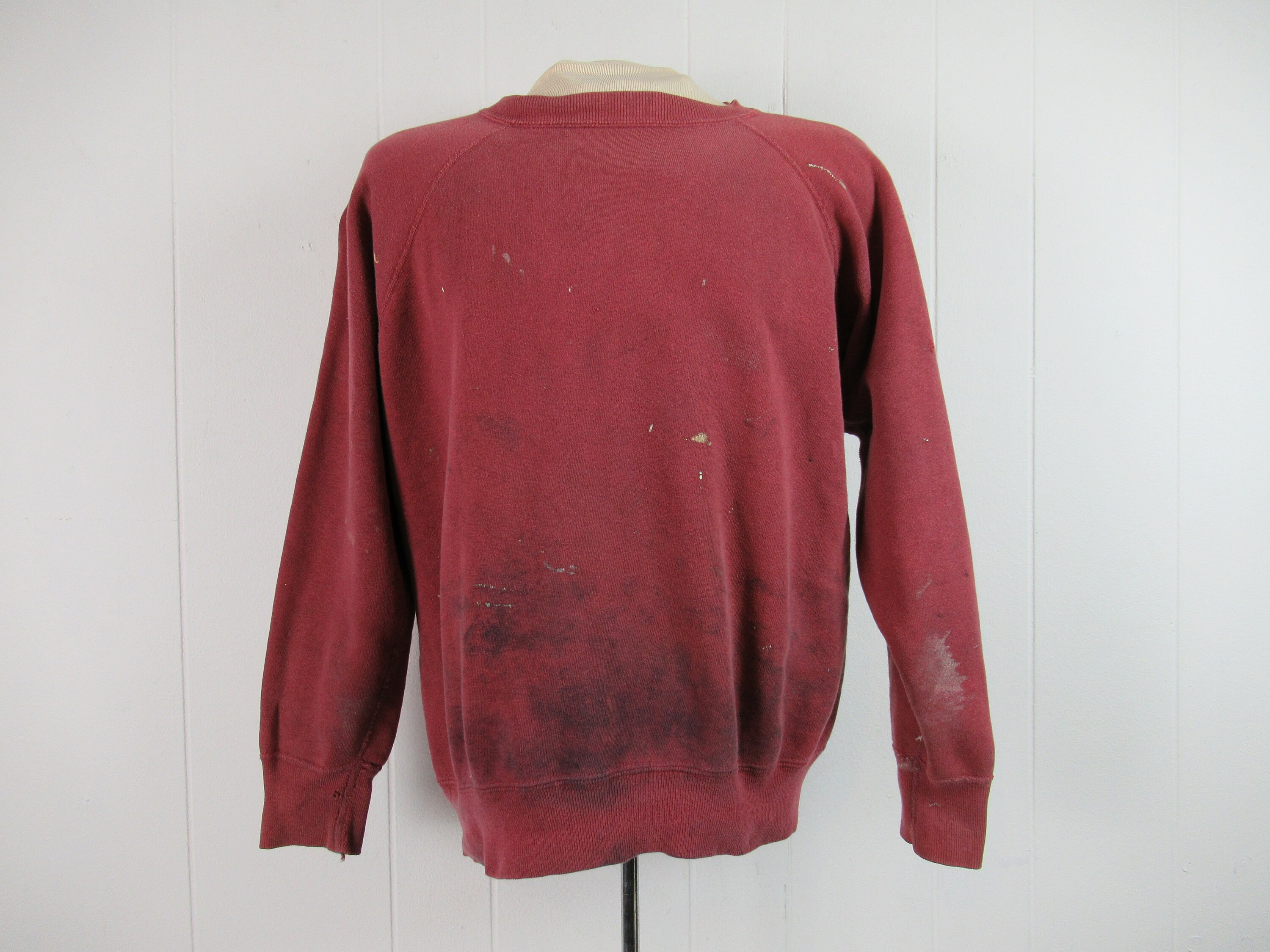 Vintage Sweatshirt, Light Burgundy, Painter's Sweatshirt, Hand