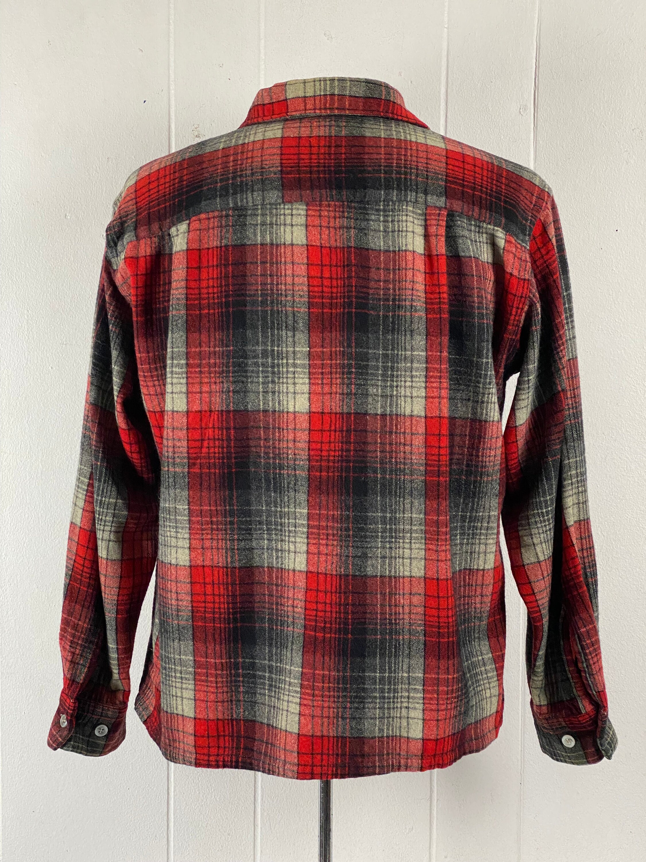 VTG 60s Shadow Plaid Soft Flannel Shirt XS | eBay