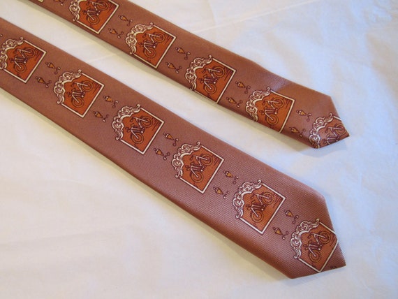 Vintage necktie, 1950s necktie, bicycle necktie, skinny necktie, 50s tie, vintage clothing
