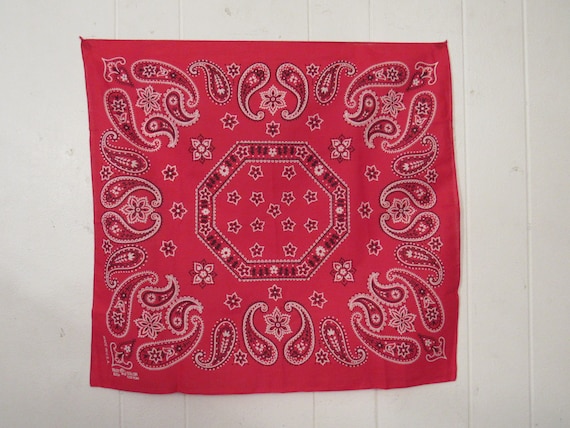 Vintage bandana, red bandana, 1950s bandana, eleph