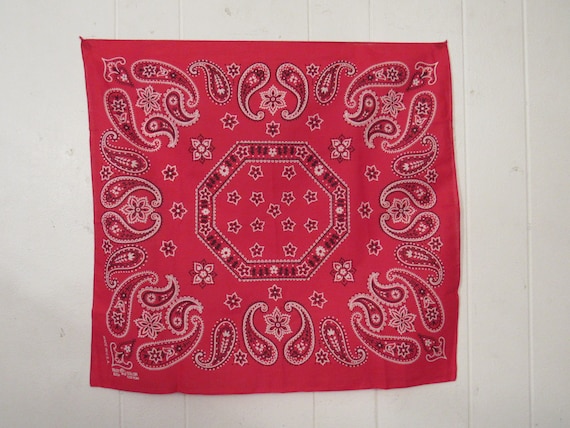 Vintage bandana, red bandana, 1950s bandana, elep… - image 1