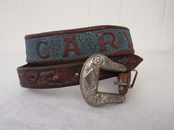 Vintage belt, 1940s belt, CARL belt, western belt,