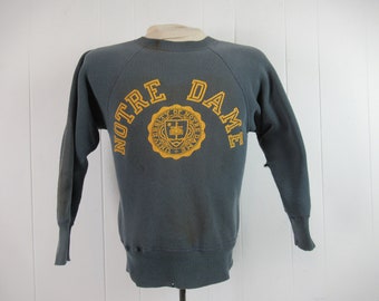 Vintage sweatshirt, size small, Notre Dame sweatshirt, 1950s sweatshirt, painters sweatshirt, distressed school sweatshirt, vintage clothing