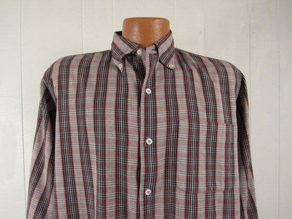 Vintage shirt, L, Madras plaid shirt, 1960s shirt… - image 2