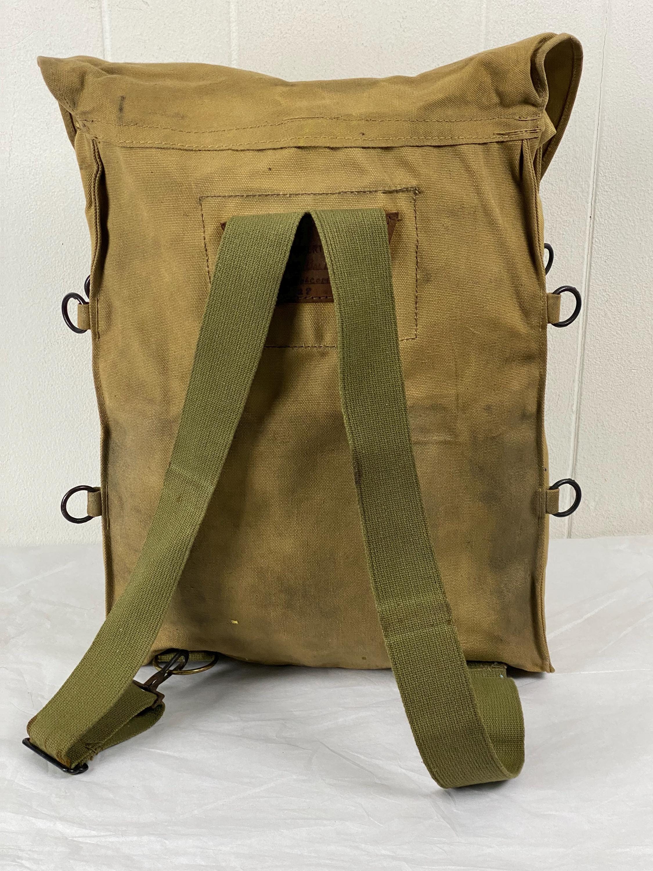 Vintage Backpack, 1950s Backpack, Canvas Bag, Canvas Russack, 1950s Bag ...