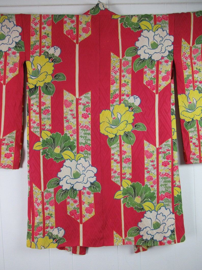 Vintage kimono, 1930s kimono, vintage robe, silk robe, reversible robe, Asian robe, kimono, vintage clothing, size medium image 4