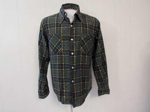Vintage shirt, 1960s shirt, cotton flannel shirt,