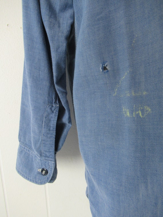 40s〜50s Bluechambrayworkshirt Vintage shirt, 1940s work shirt, 1940s chambray shirt… - Gem
