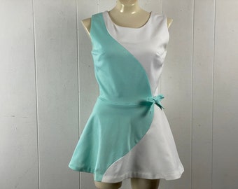 Vintage dress, size small, tennis dress, 1960s dress, mini dress, blue and white dress, sports dress, vintage tennis, vintage clothing