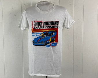 Vintage T-Shirt, 1980er T-Shirt, Hot Rodding Championship T-Shirt, Dragster T-Shirt, Auto Racing T-Shirt, Vintage Kleidung, Größe Groß, NOS