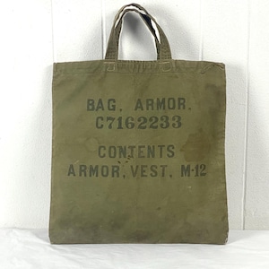 1940s bag, armor bag, vintage bag, cotton tote bag, 1940s bag, WWII bag, M-12 Armor Vest bag, U. S. Army duffel, vintage luggage