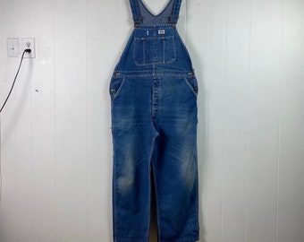 Vintage overalls, 1980s overalls, denim overalls, Dickies overalls, vintage clothing, vintage workwear, vintage denim, size 40 X 30