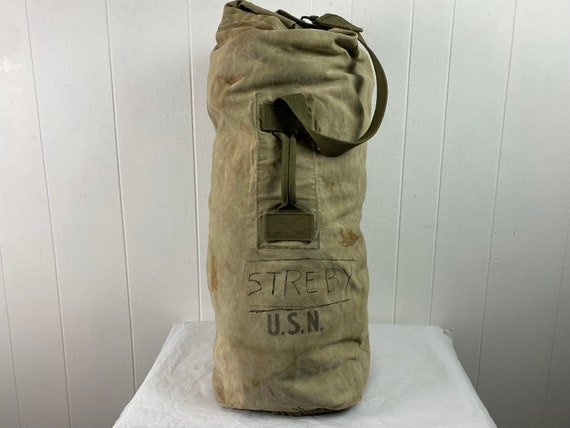 Vintage duffel bag, 1940s bag, USN bag, Navy bag,… - image 1