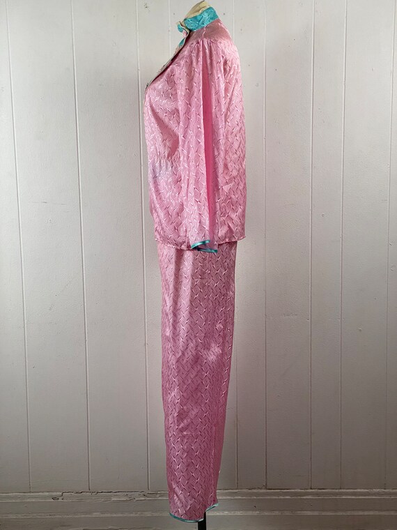 Vintage silk pajamas, size medium, pajama set, ro… - image 5