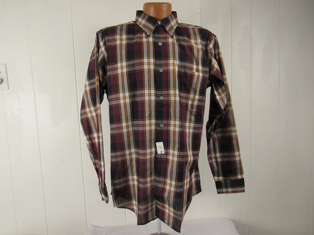 Vintage Shirt, L, Madras Plaid Shirt, 1960s Shirt, Vintage Vintage Shirt, L, Madras Plaid Shirt, 1960s Shirt, Vintage