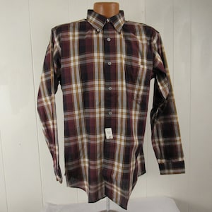 Vintage shirt, L, Madras plaid shirt, 1960s shirt, vintage Madras, button down shirt, vintage clothing, size large, NOS