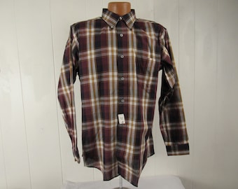 Vintage Shirt L Madras Plaid Shirt 